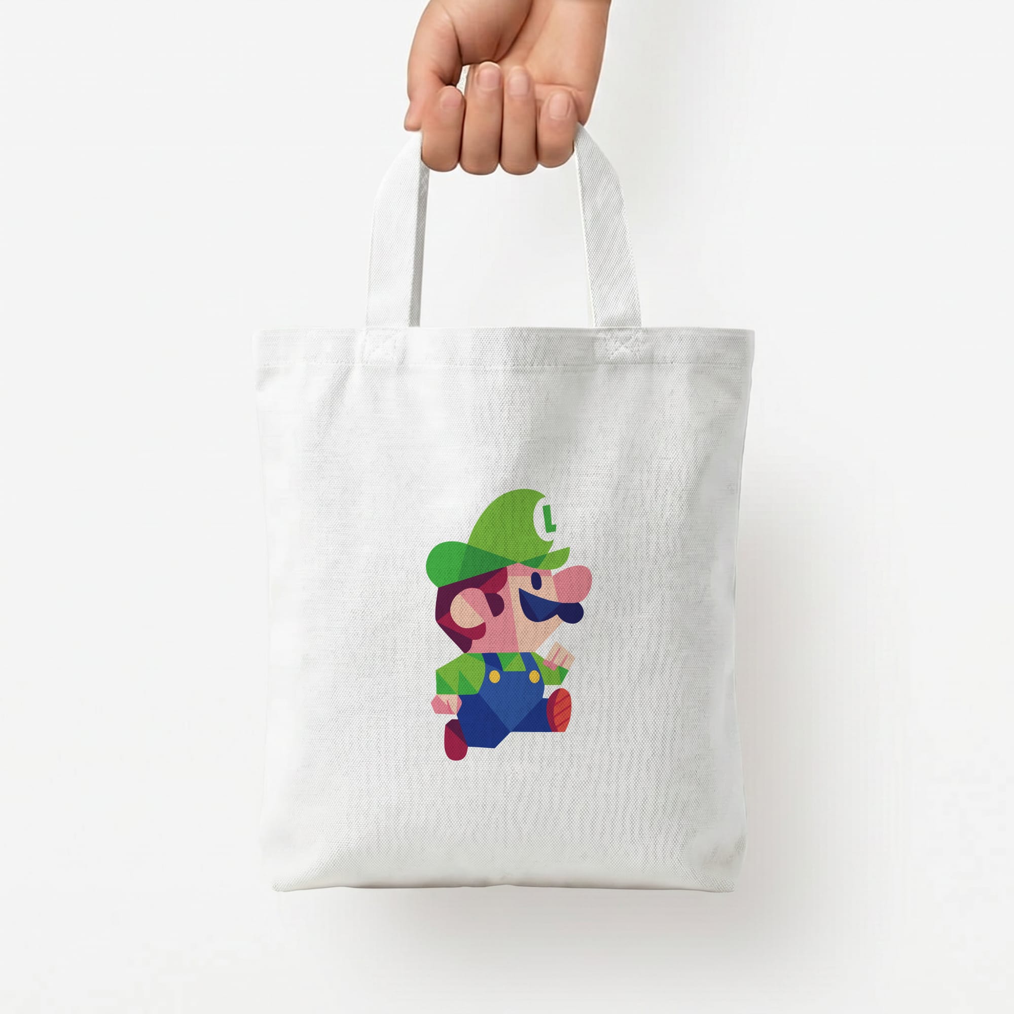 Running Luigi - Mario Tote Bag — White / Small