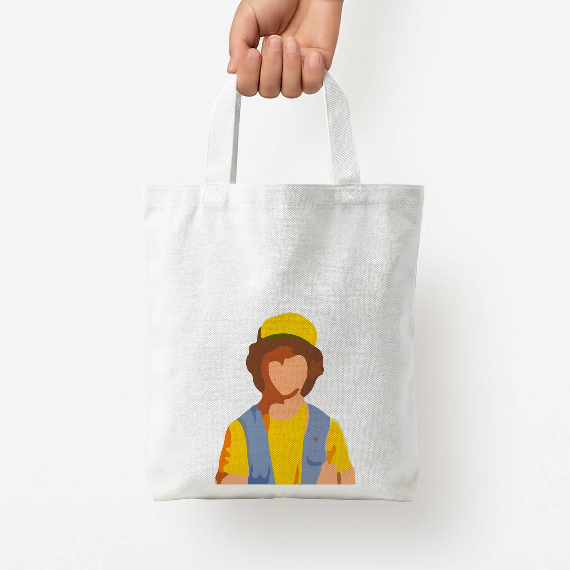 Faceless Dustin - Stranger Things Tote Bag — White / Small