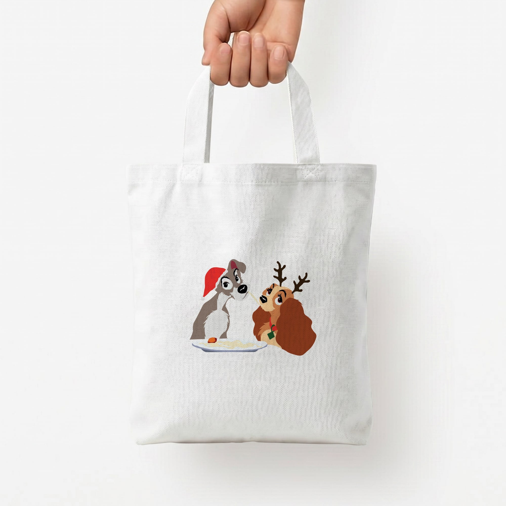 Christmas Lady Tote Bag — White / Small