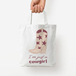 I'm Just A Cowgirl Tote Bag — White / Small