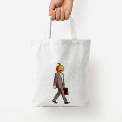 Dwight Pumpkin Head Tote Bag — White / Small