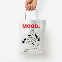 Mood Cartoon Beagle  Tote Bag — White / Small