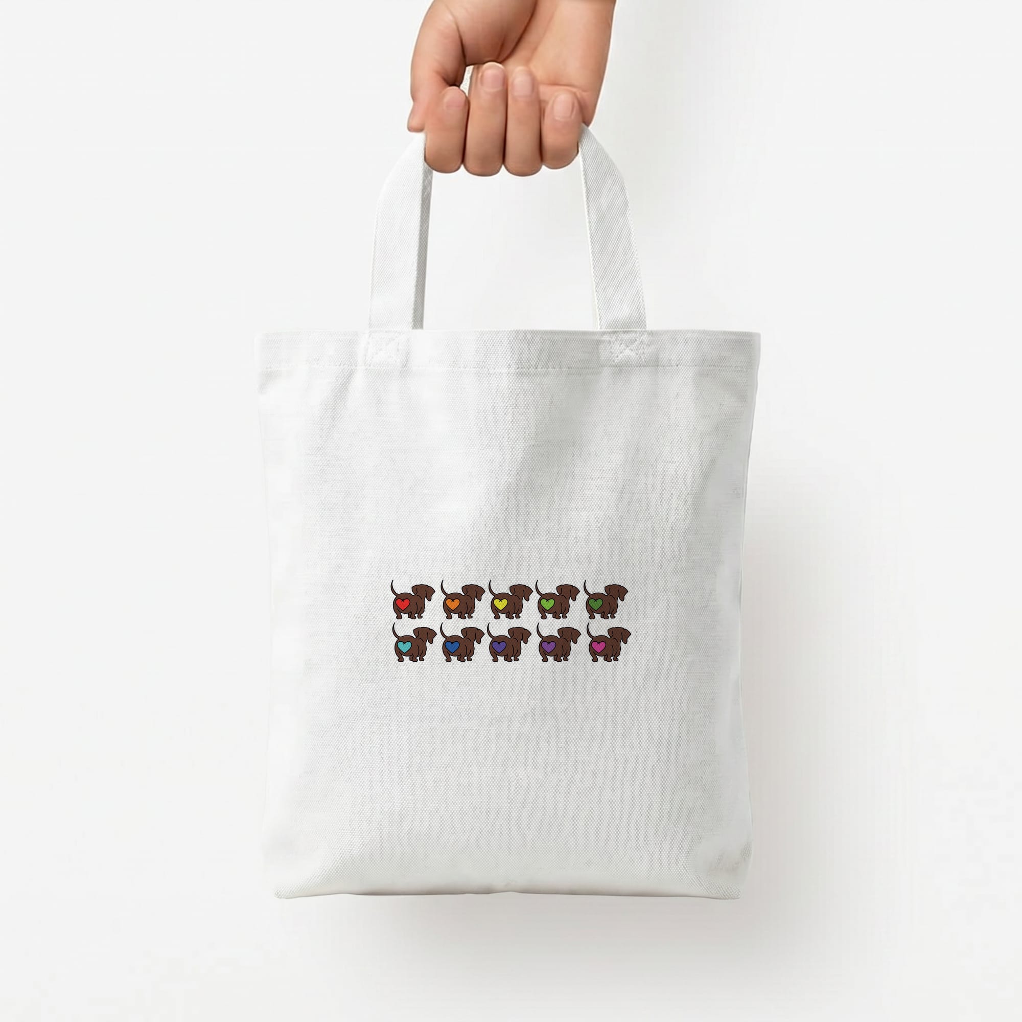 Love hearts - Dachshunds Tote Bag — White / Small