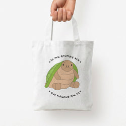 Grumpy Era Turtle Tote Bag — White / Small