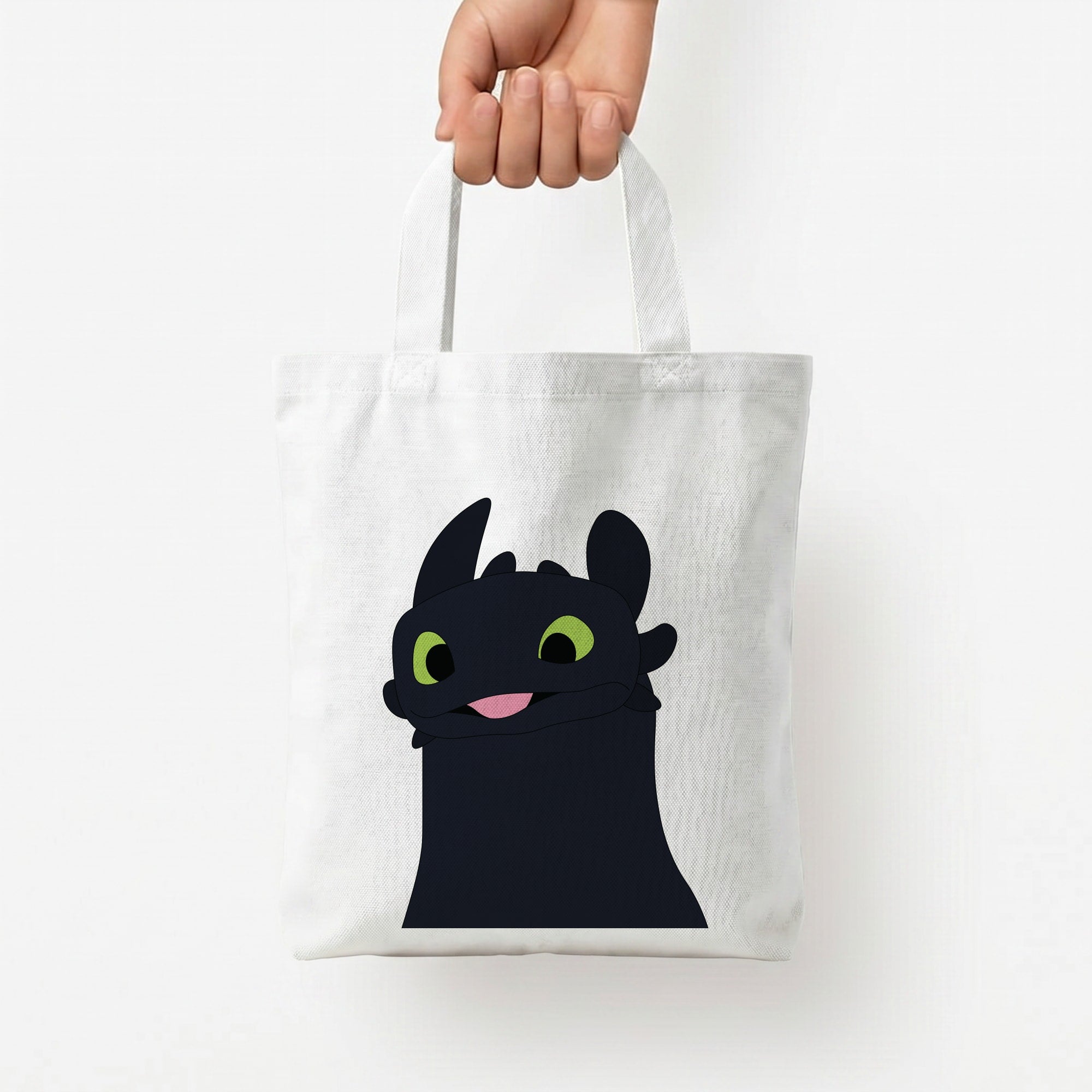 Black Fury Dragon Tote Bag — White / Small