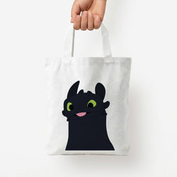 Black Fury Dragon Tote Bag — White / Small