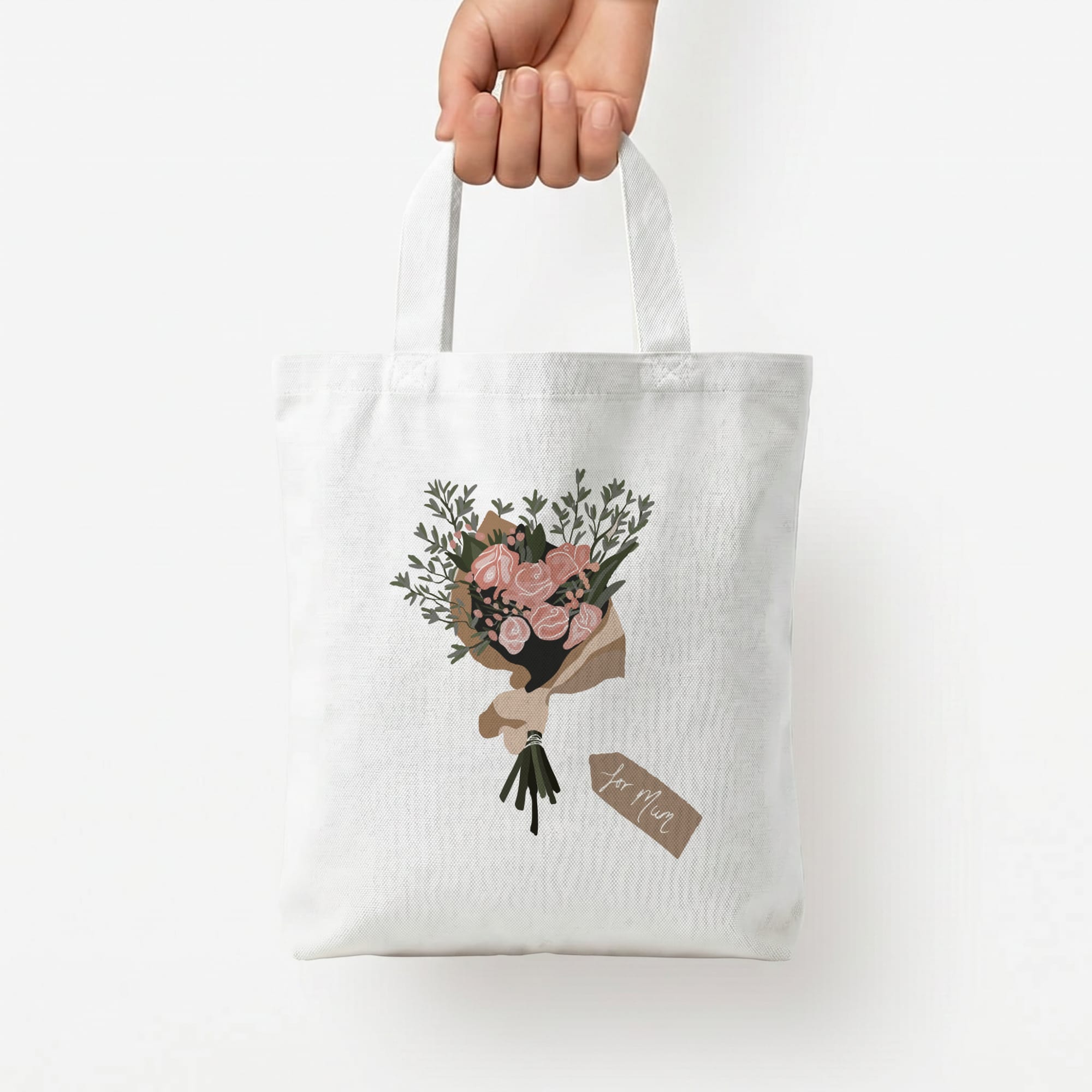 Mum Bouquet - Mother's Day Tote Bag — White / Small