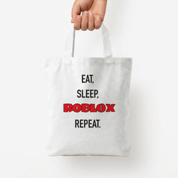 Eat, sleep, repeat Tote Bag — White / Small