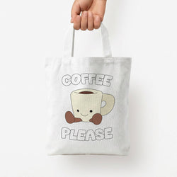 Coffee Please Mug Tote Bag — White / Small