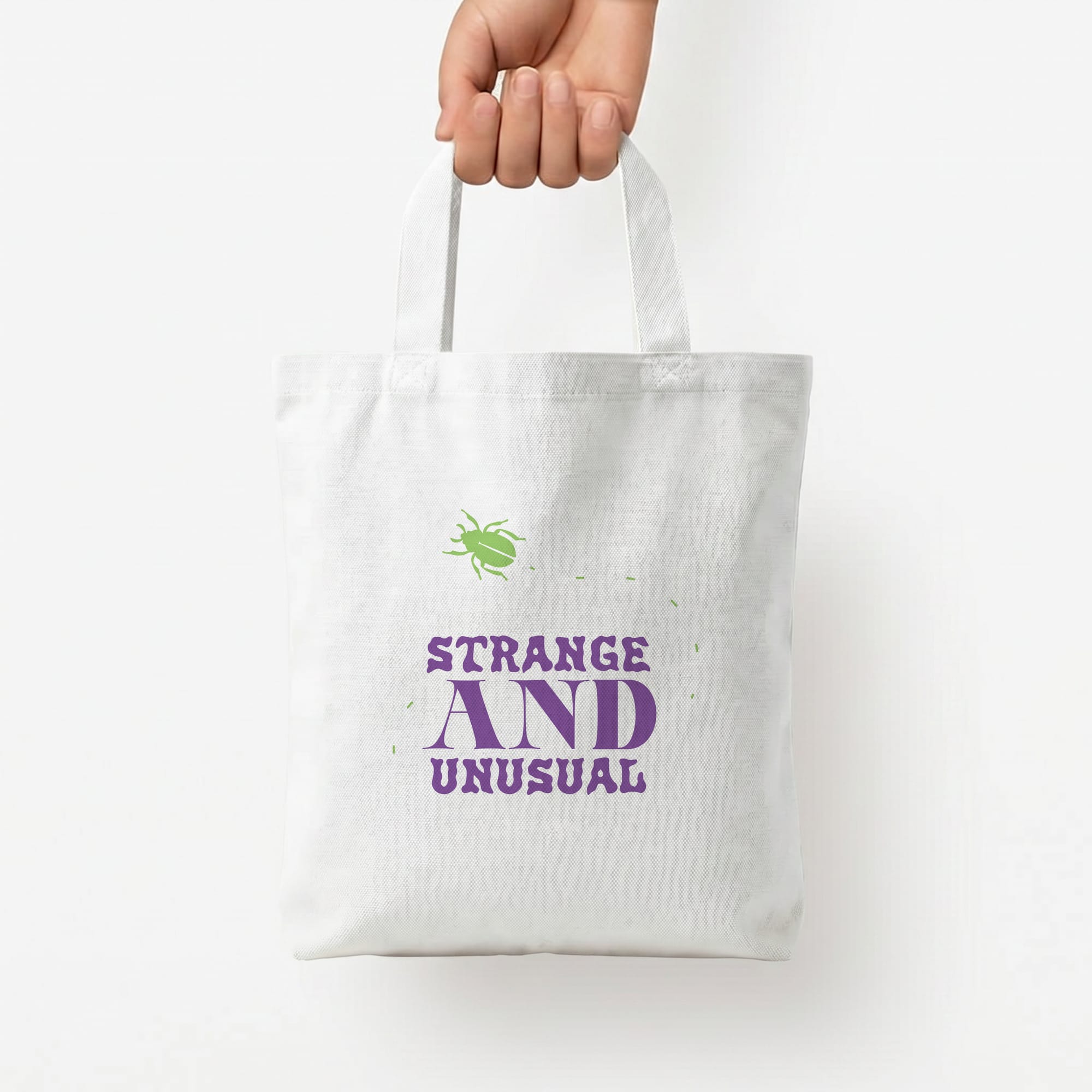 Strange And Unusual Tote Bag — White / Small