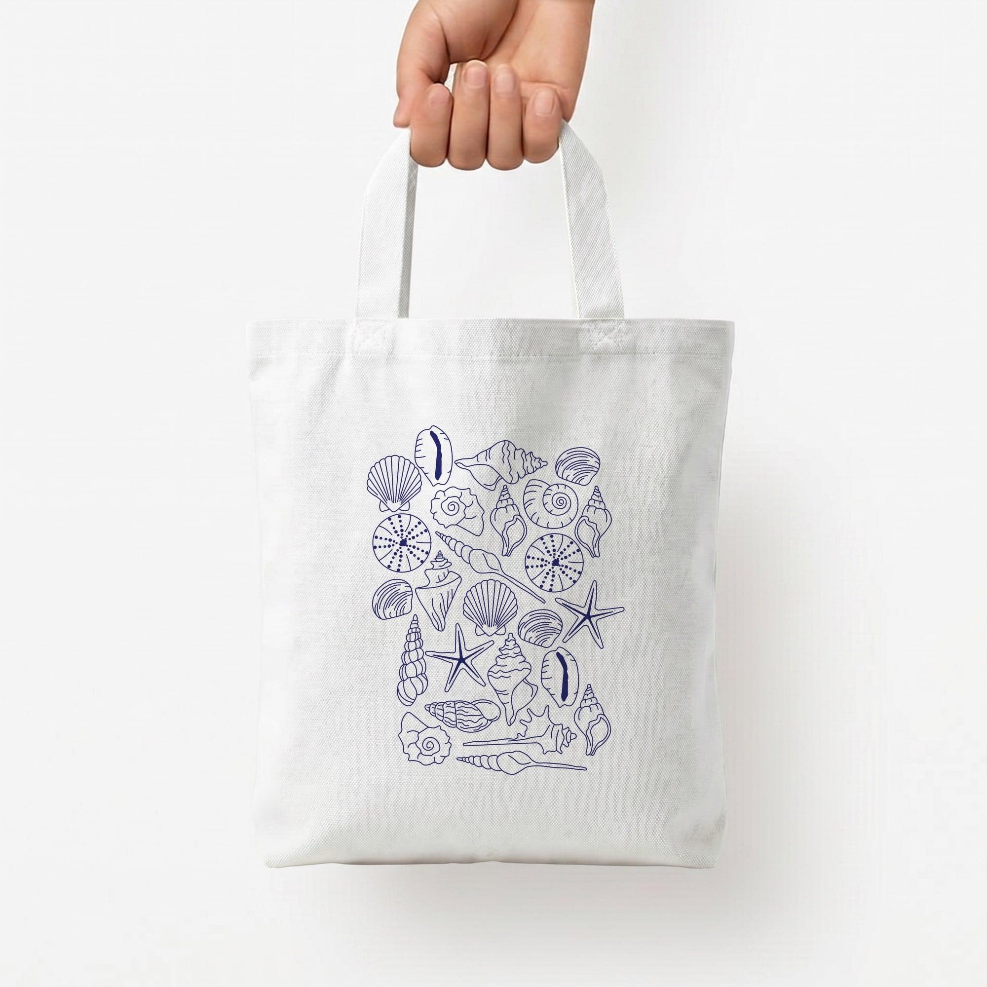 Sea Shells - Clean Girl Aesthetic Tote Bag — White / Small