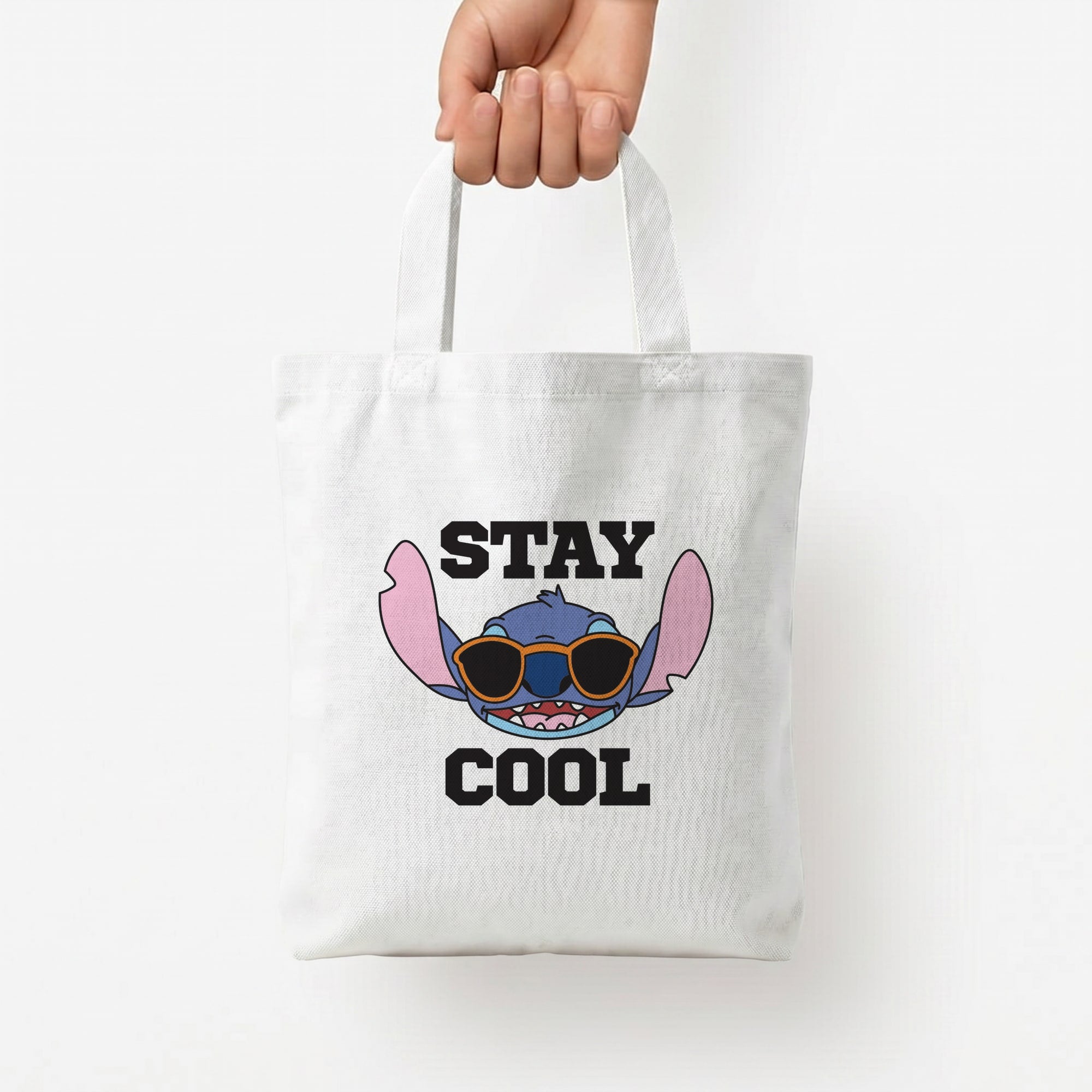 Stay Cool Blue Alien Tote Bag — White / Small