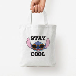 Stay Cool Blue Alien Tote Bag — White / Small