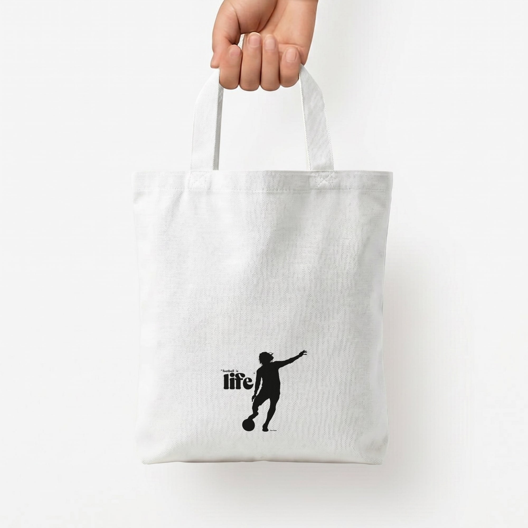 Football Is Life Tote Bag — White / Small