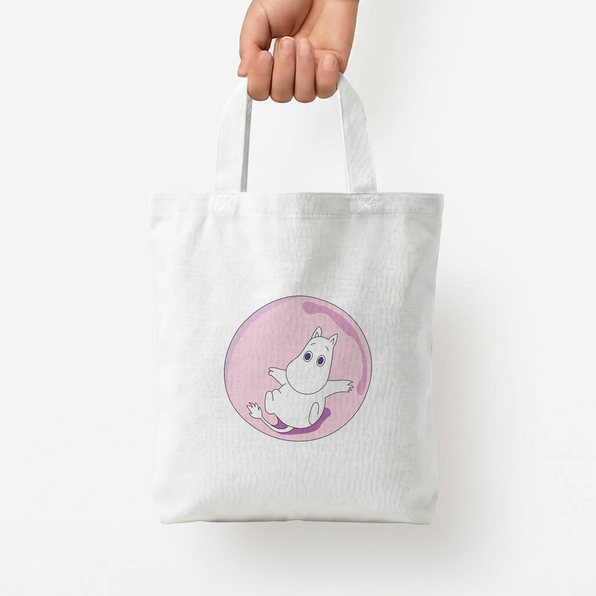 Moomin In A Pink Bubble  Tote Bag — White / Small