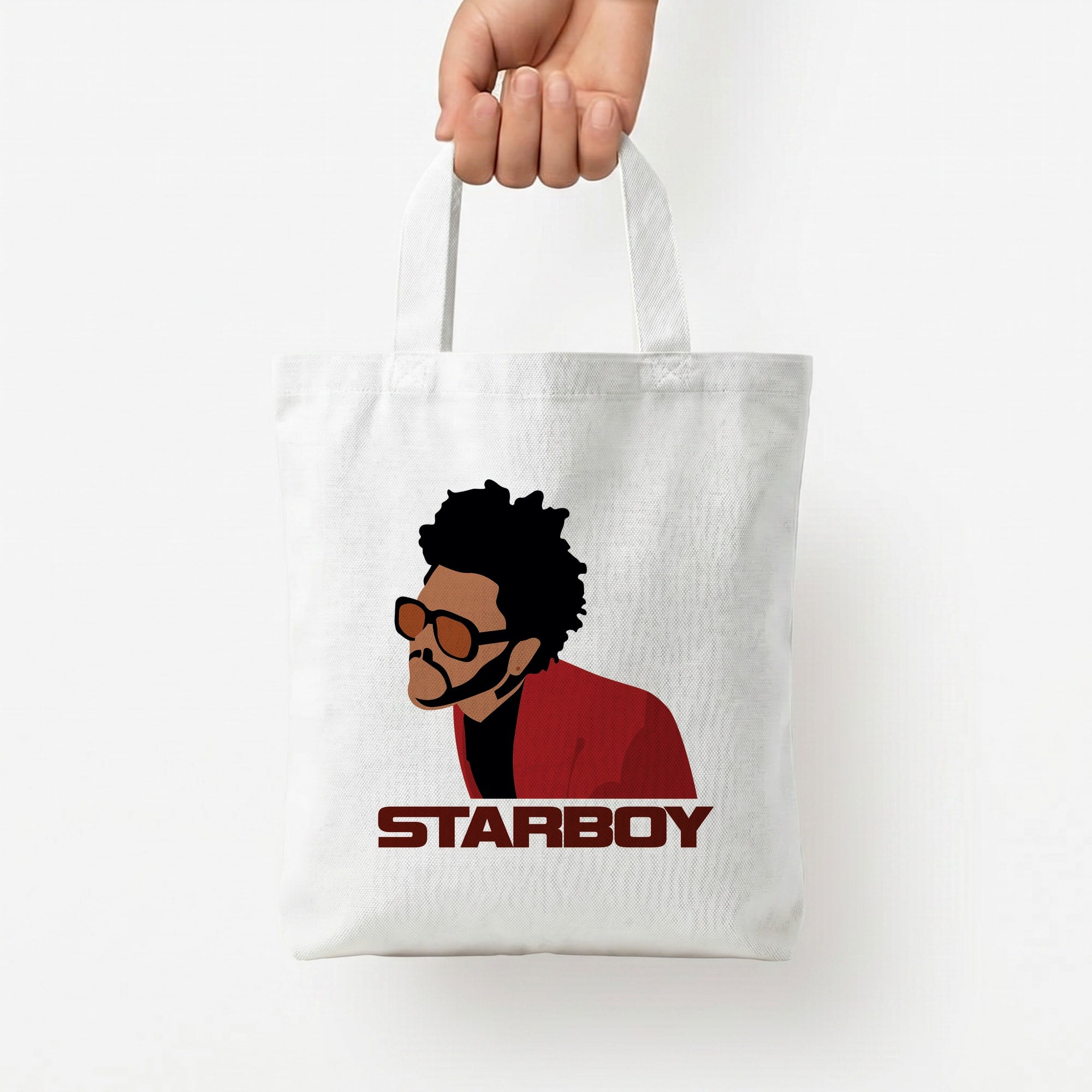 Starboy Singer Title Tote Bag — White / Small