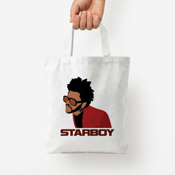 Starboy Singer Title Tote Bag — White / Small