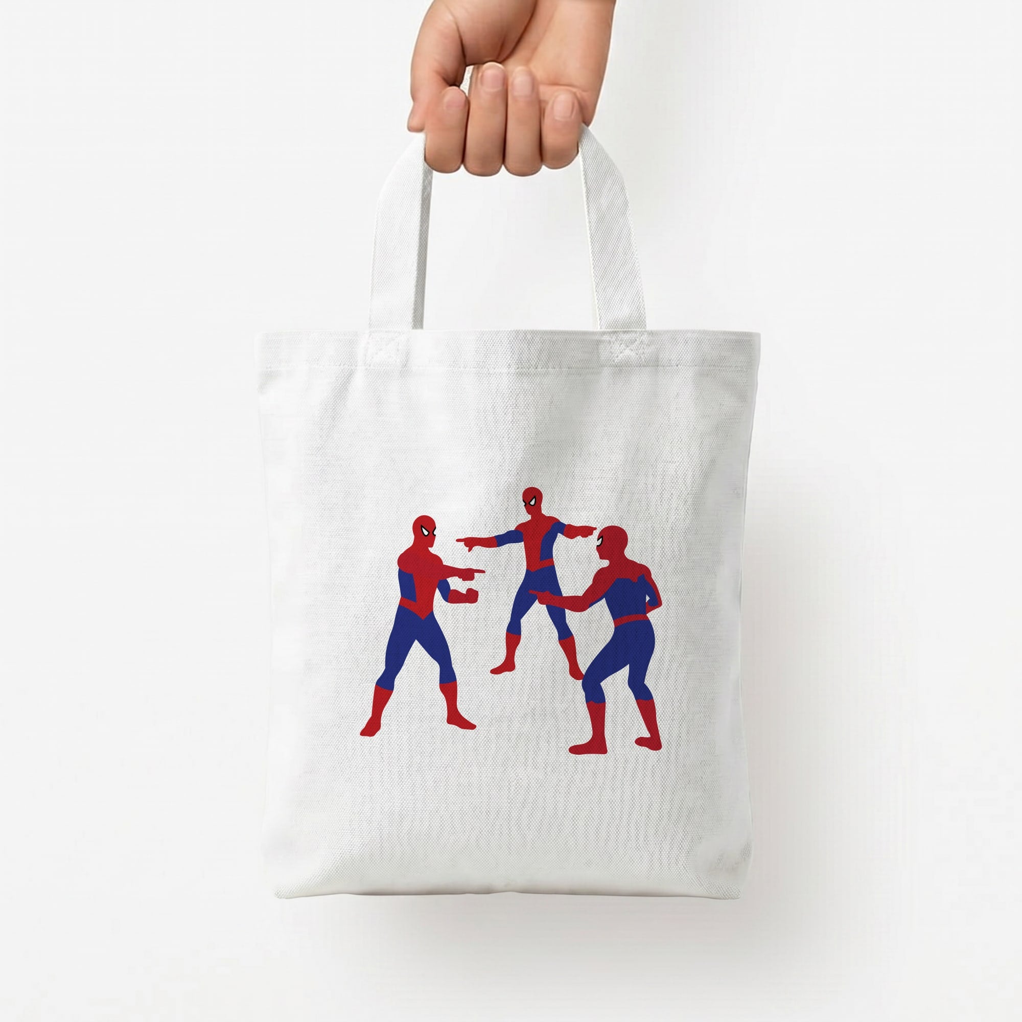 Spider Hero Pointing Meme Tote Bag — White / Small