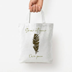 Grow At Your Own Pace Fern Tote Bag — White / Small