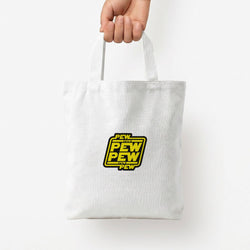 Pew Pew Tote Bag — White / Small