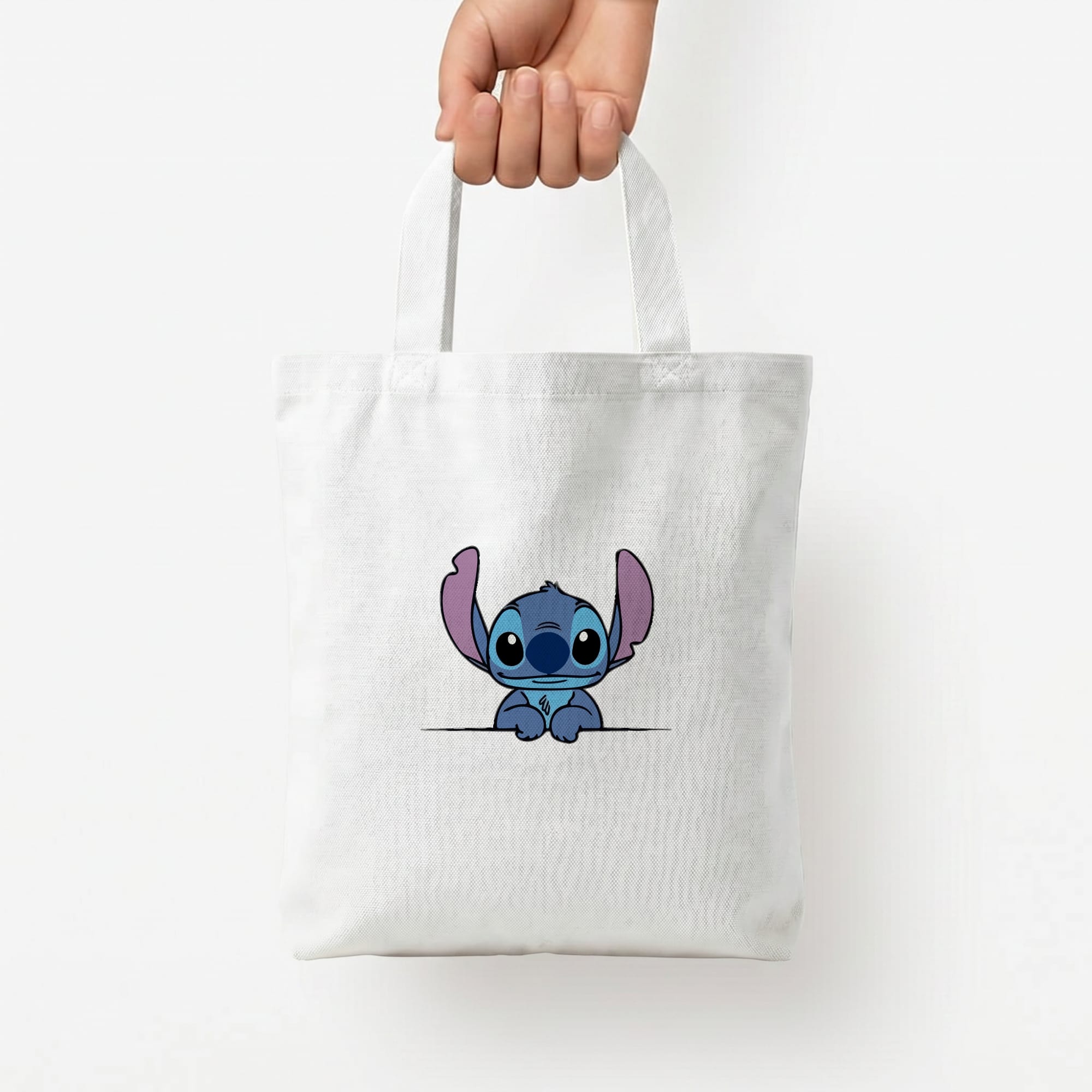 Alien Blue Leaning Tote Bag — White / Small