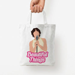 Neon Pink Beautiful Things Tote Bag — White / Small