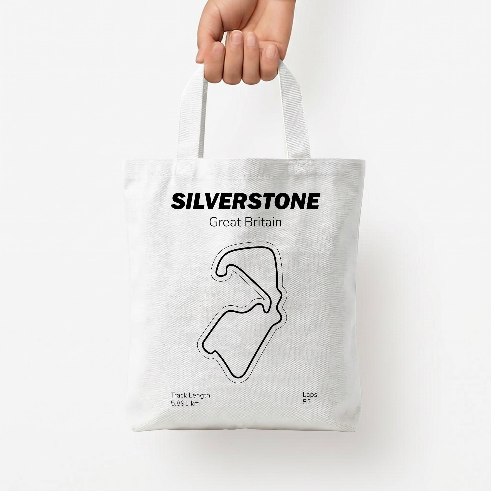 Silverstone Circuit Tote Bag — White / Small