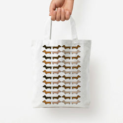 Collage - Dachshunds Tote Bag — White / Small