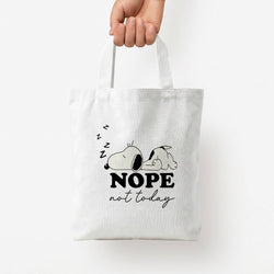 Nope, Not Today Tote Bag — White / Small