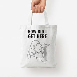 How Did I Get Here Outline Tote Bag — White / Small