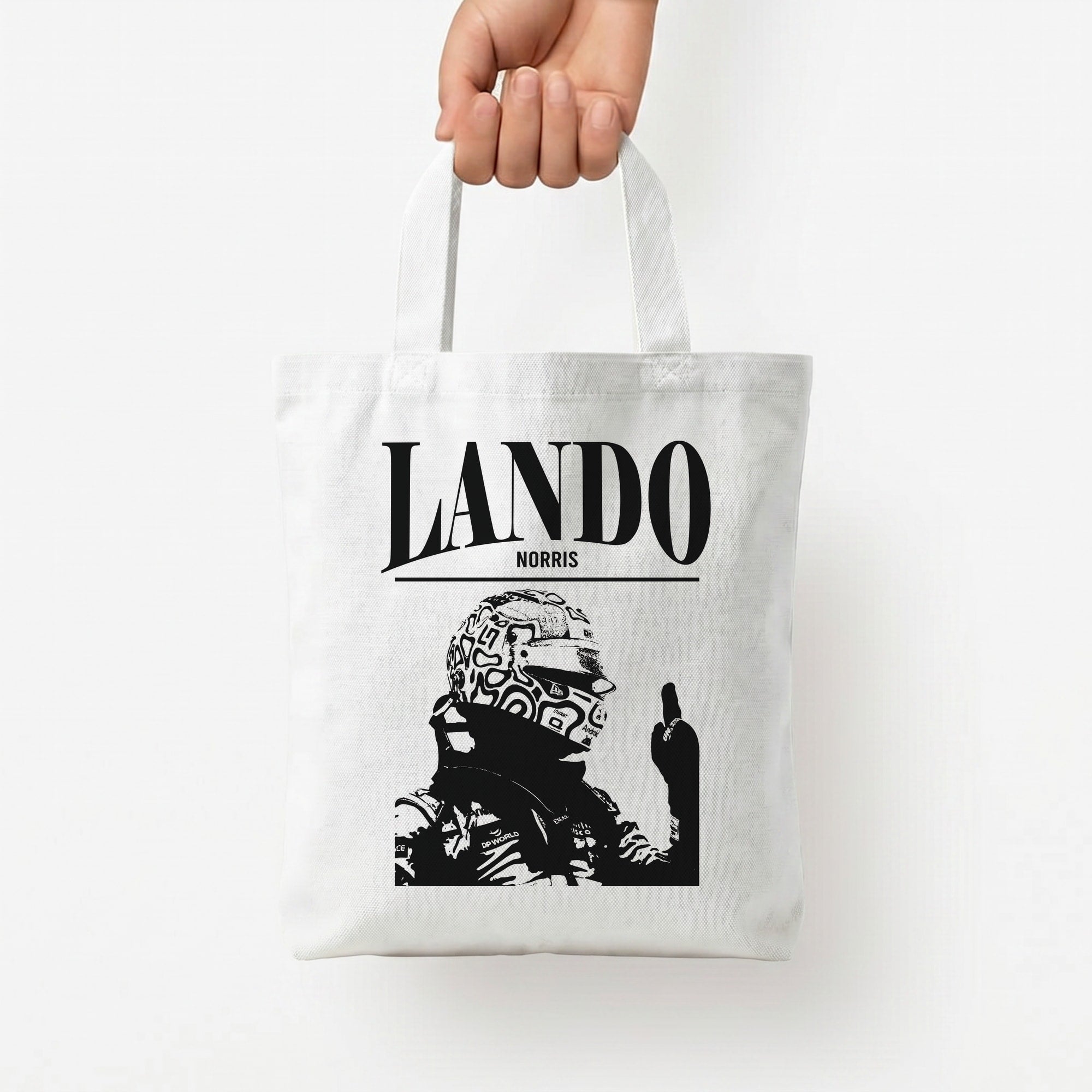 Lando Black And Green  Tote Bag — White / Small