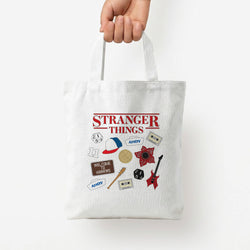 Stranger Things Cartoon Icons Tote Bag — White / Small