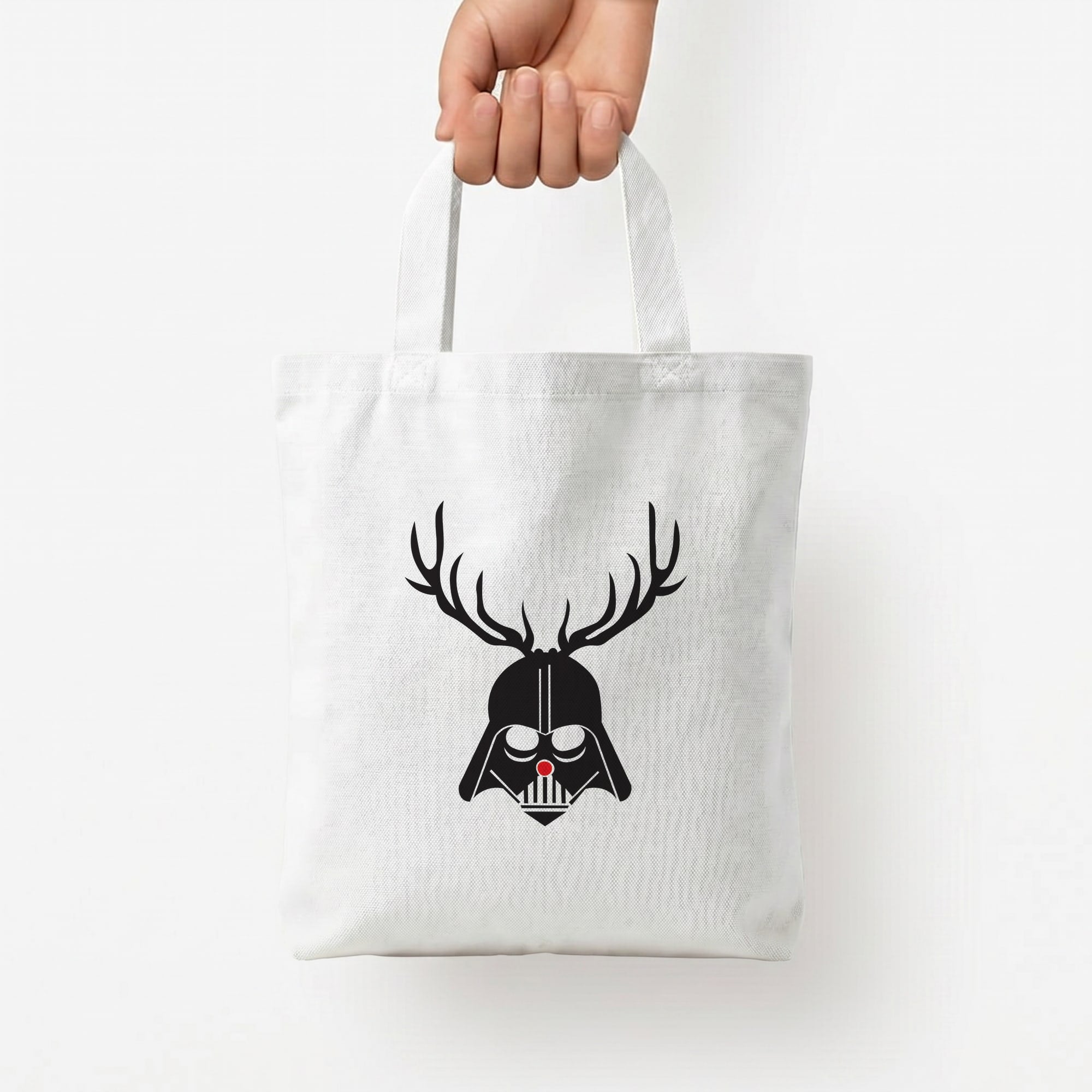 Christmas Darth Vader Tote Bag — White / Small