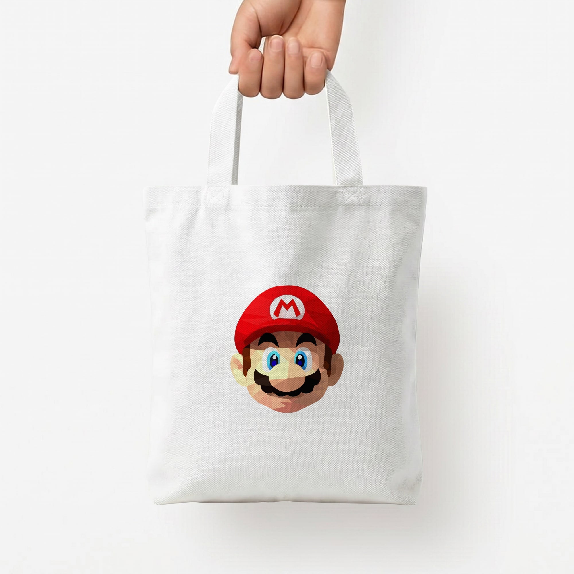 Mario Face - Mario Tote Bag — White / Small