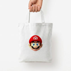 Mario Face - Mario Tote Bag — White / Small