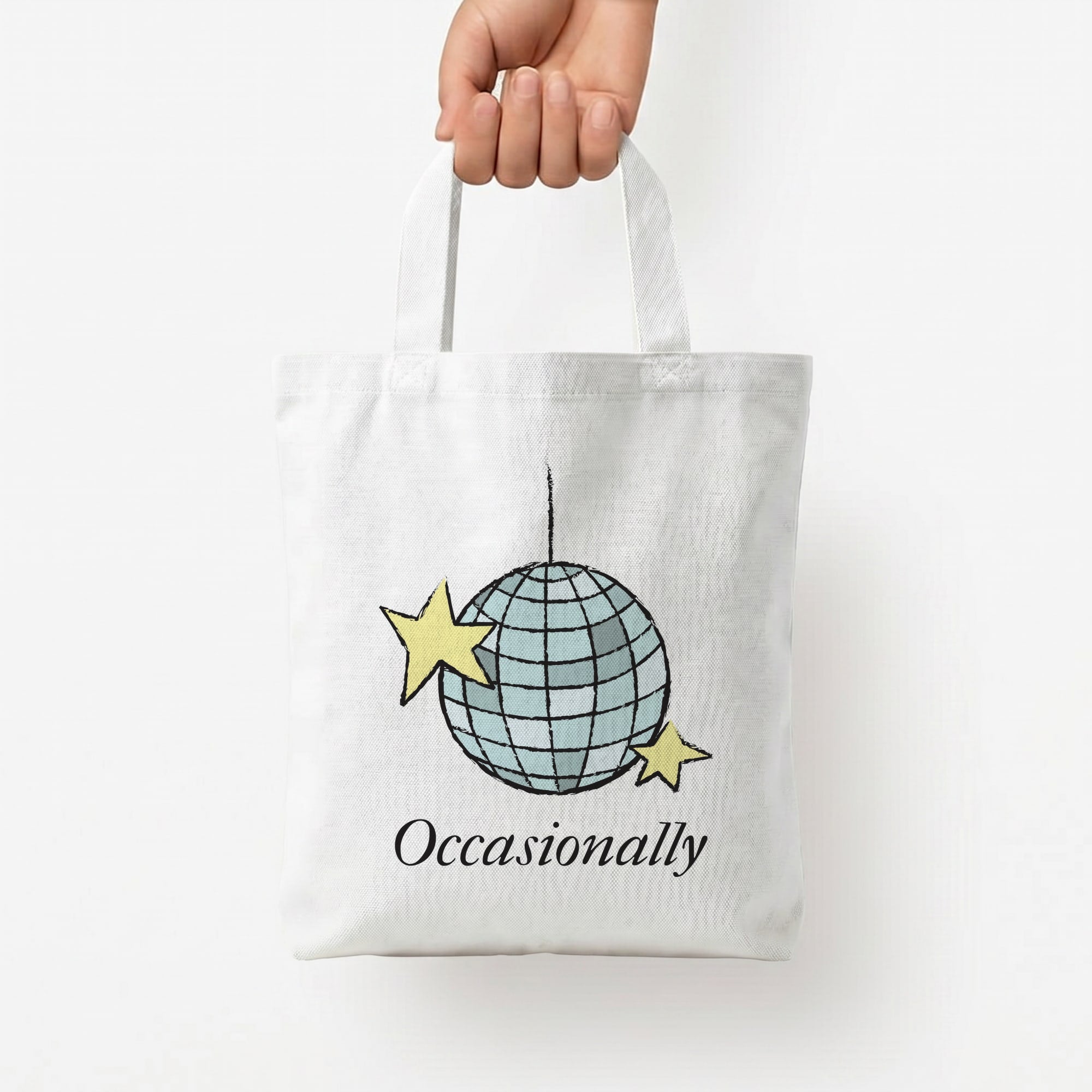 Ocasionally Discoball Tote Bag — White / Small