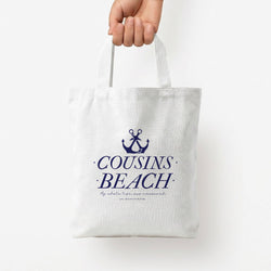 Stripes Cousin Beach Tote Bag — White / Small