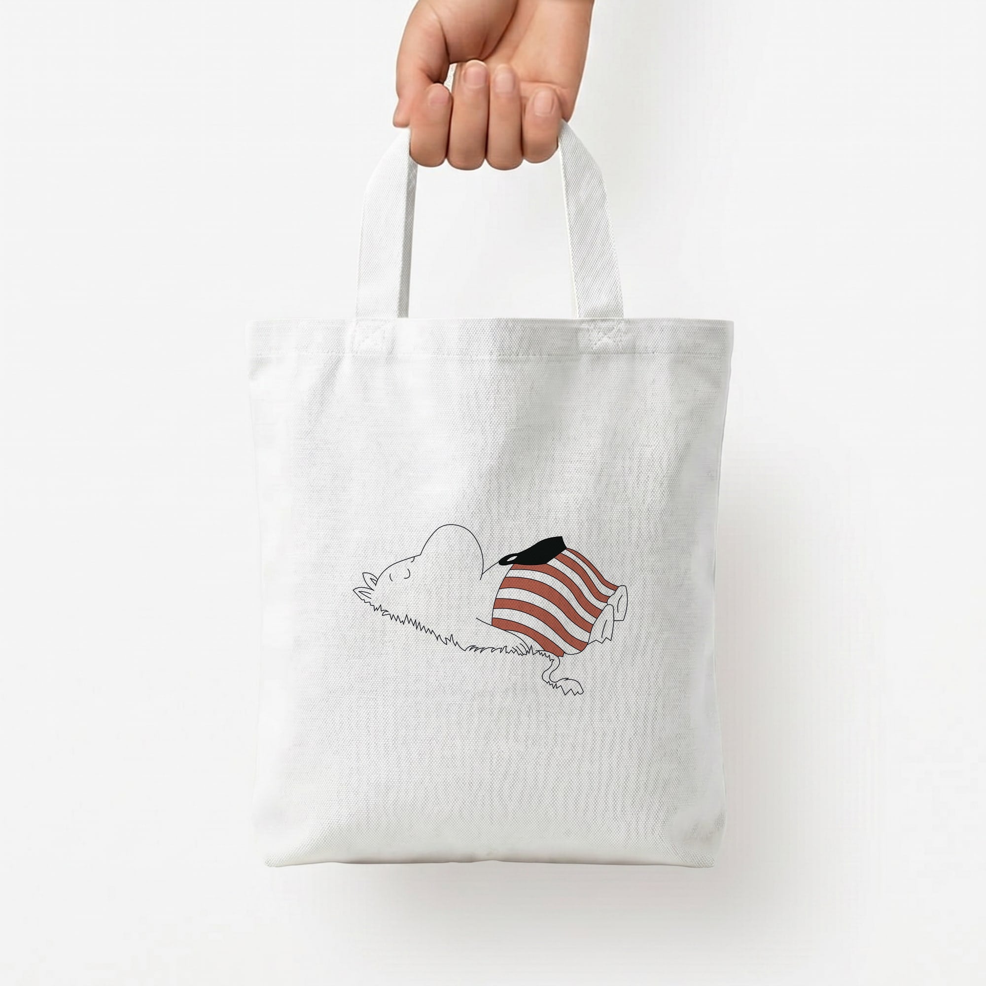 Moom On Grass Tote Bag — White / Small