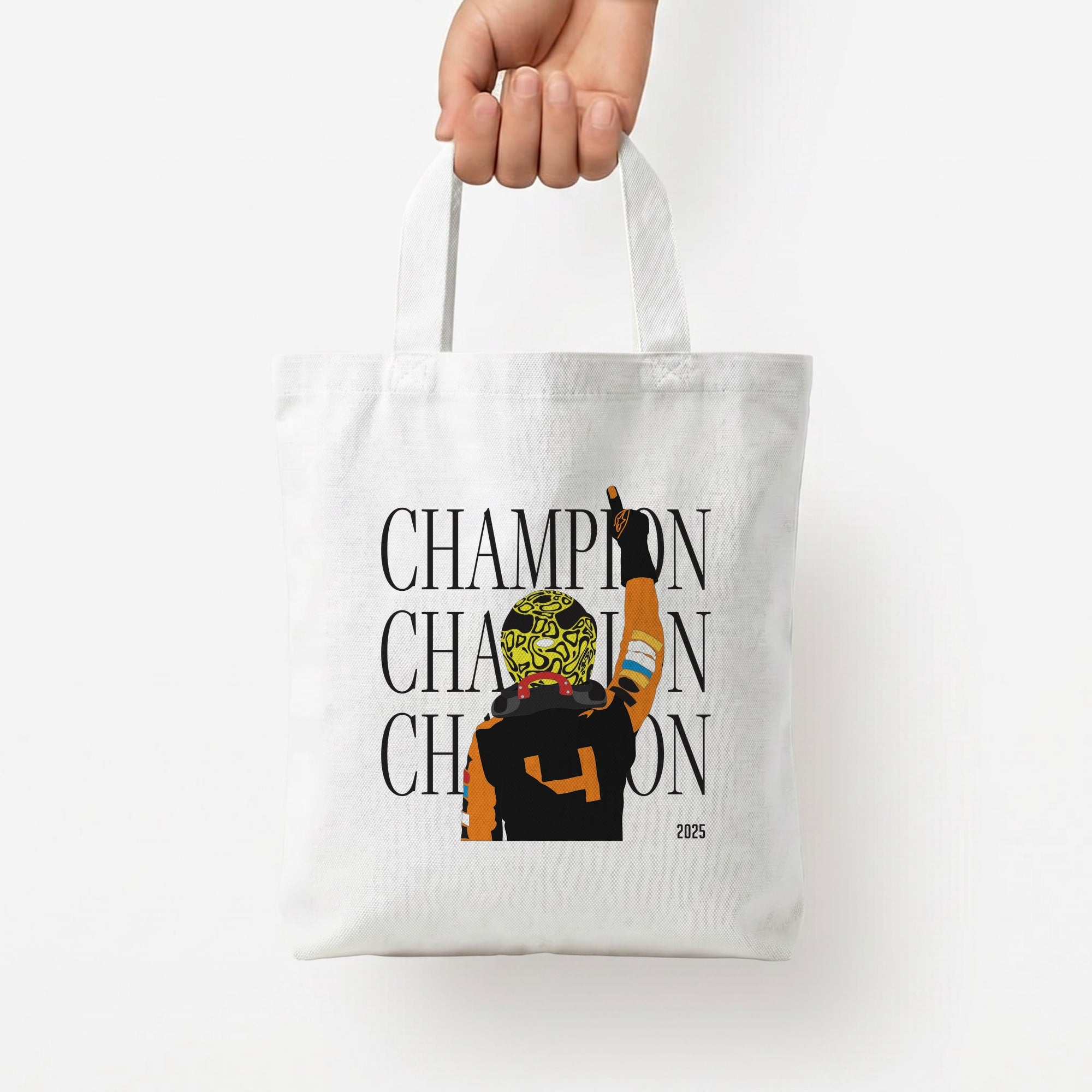 Lando Champion 2025 Tote Bag — White / Small