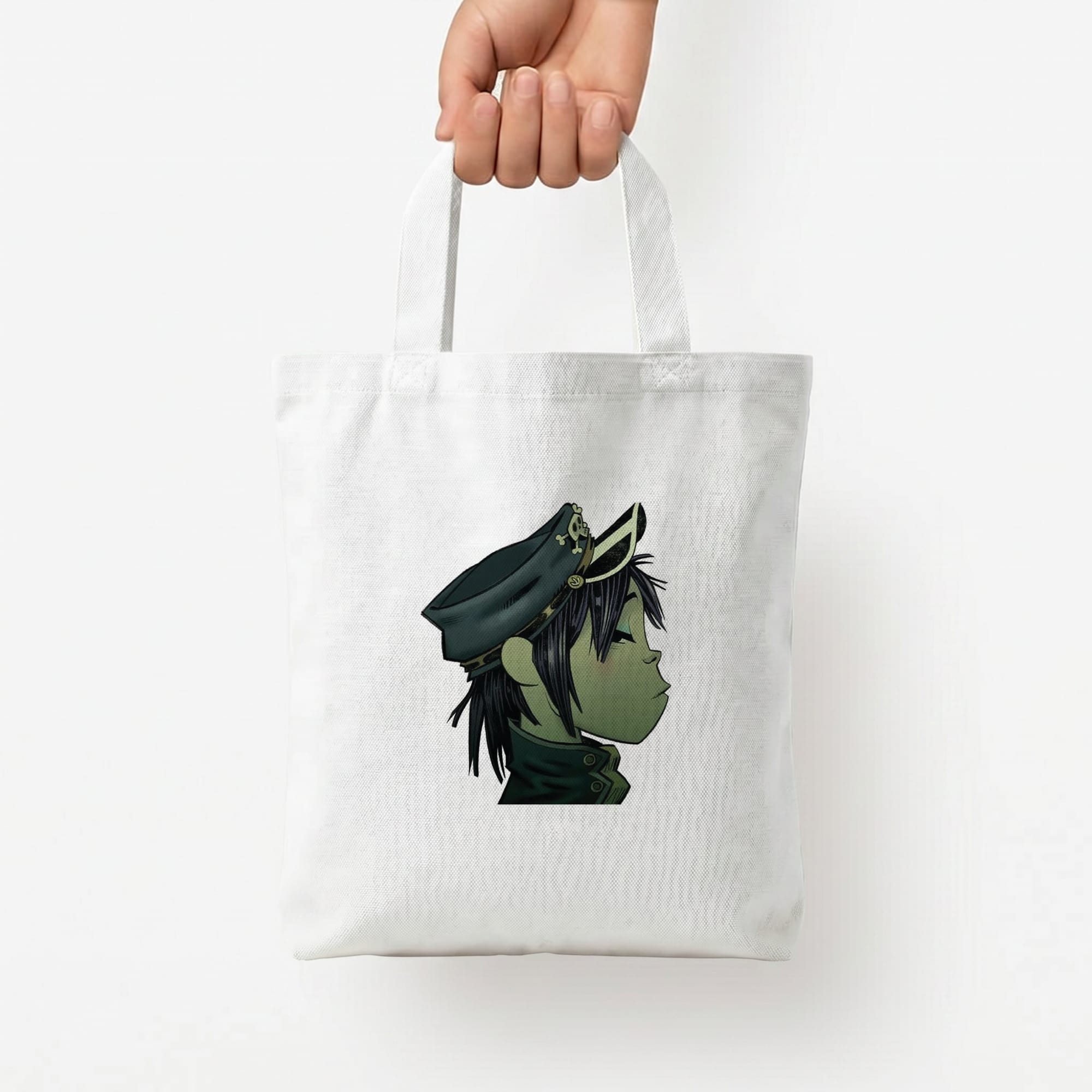 Green 2d Tote Bag — White / Small