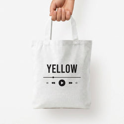 Yellow Music Player Tote Bag — White / Small