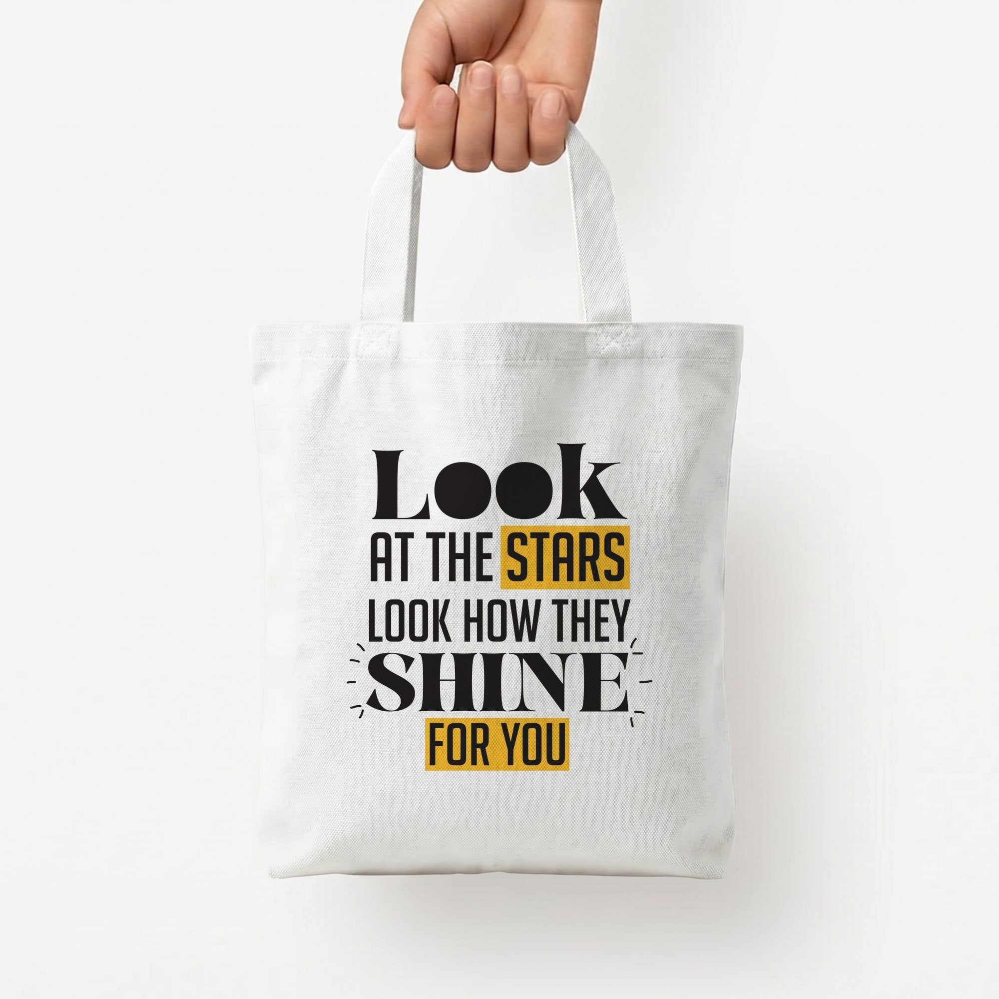 Look At The Stars Tote Bag — White / Small
