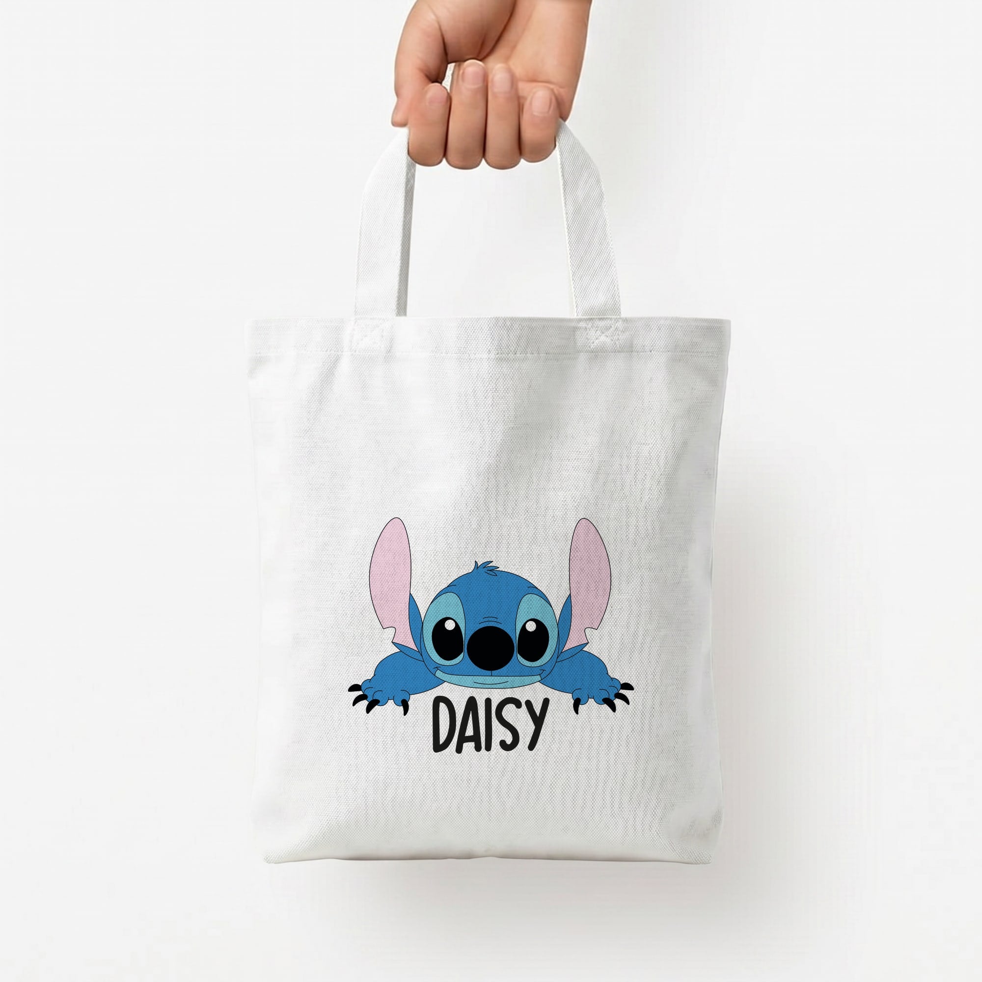 Blue Alien - Personalised Disney Tote Bag — White / Small
