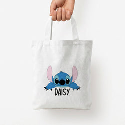 Blue Alien - Personalised Disney Tote Bag — White / Small