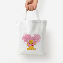 Pooh Heart Drawing Valentine's Tote Bag — White / Small