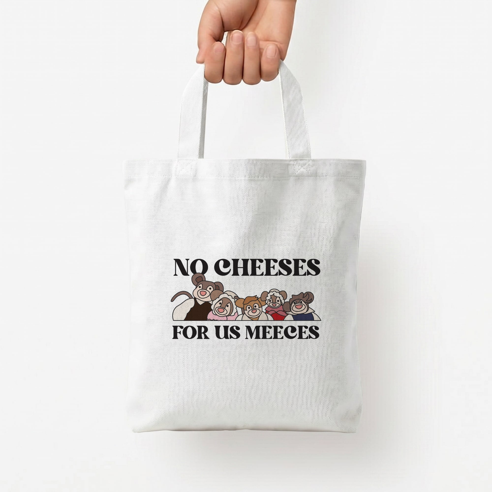 No Cheeses For Us Meeces II Tote Bag — White / Small