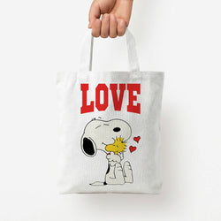 Love Cartoon Beagle  Tote Bag — White / Small