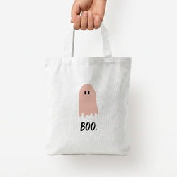 Boo - Ghost Halloween Tote Bag — White / Small