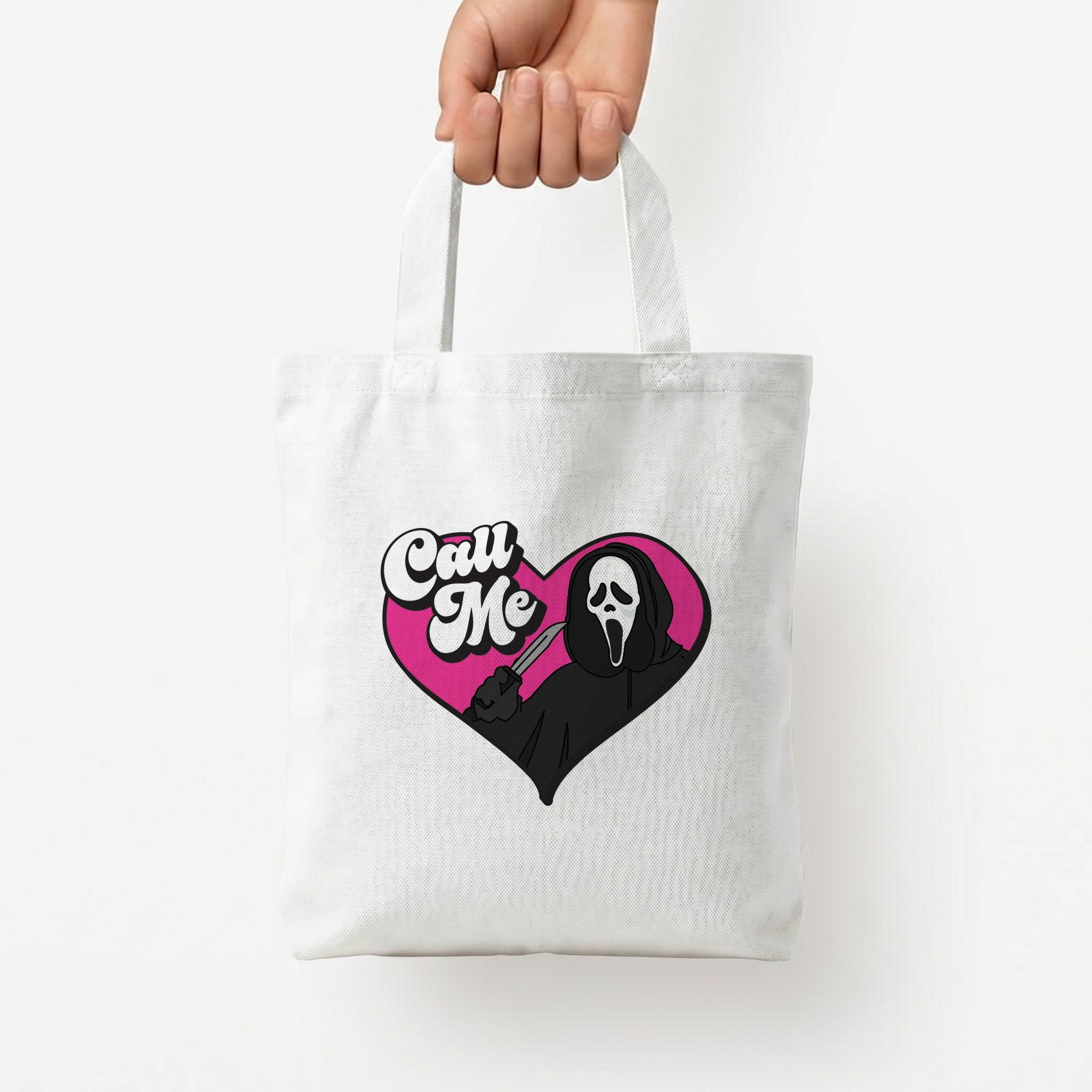 Call Me Heart Tote Bag — White / Small