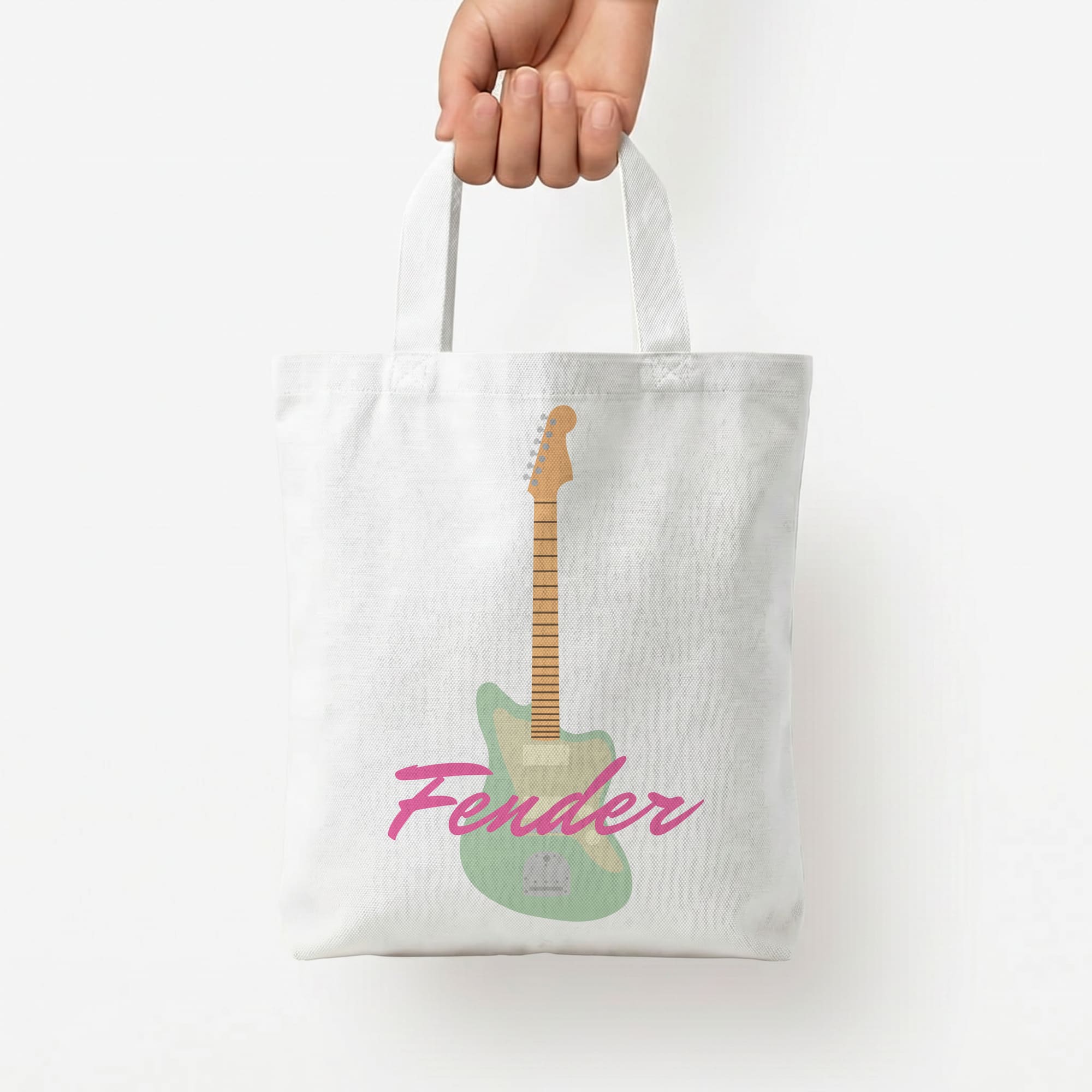 Blue Guitar Fender Tote Bag — White / Small